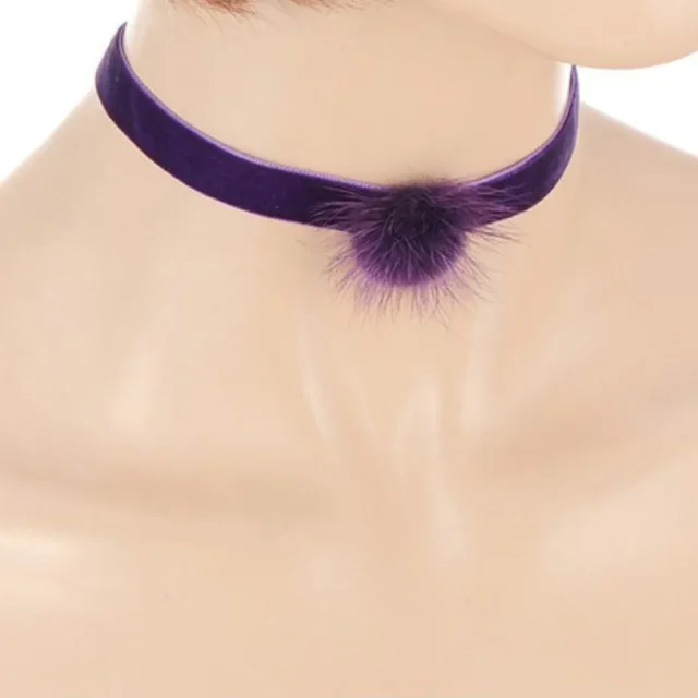 Choker verižica vijolična s cofkom